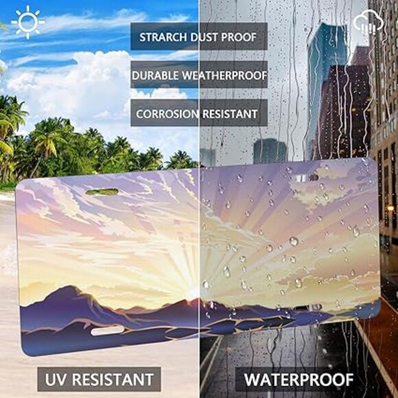 Sunrise Landscape License Plate, Beautiful Lake Mountain Metal Car Front License - Picture 3 of 6